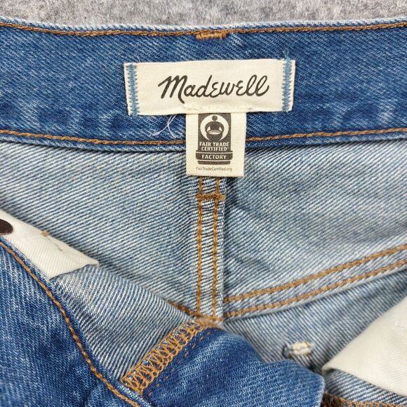 Madewell Denim Shorts Womens 24 Distressed Med Rise Raw Hem Relaxed Fair Trade - Picture 3 of 12